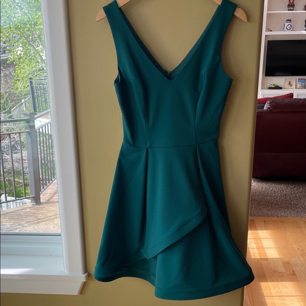 NWOT by & by Women’s Junior’s Teal V-Neck Sleeveless A-Line Midi Dress